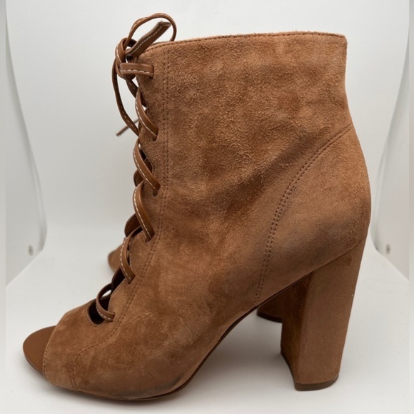 Sam Edelman Yvie Lace-up Saddle Leather Suede Tan Booties Women's Boots Size 8 - Picture 10 of 13